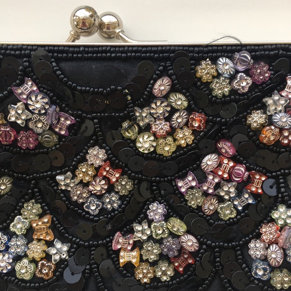 Vintage Beaded Clutch Shoulder Bag w Metal Closure - Picture 6 of 6